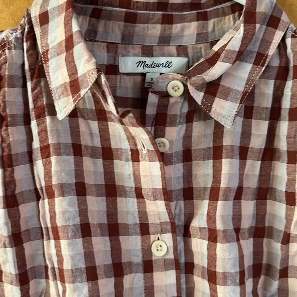 NWT Madewell Seersucker Baybrook Shirt in Plaid, Size S - Picture 9 of 16